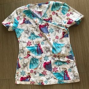 Disney frozen Elsa and Anna scrub top